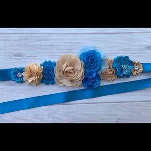 Blue Champagne Maternity Sash Belt/Pregnancy Sash